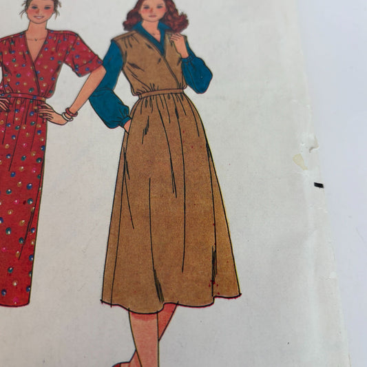 Butterick Sewing pattern 6619 Misses Jumper and Dress Mock Wrap V-Neck CUT Sz 10