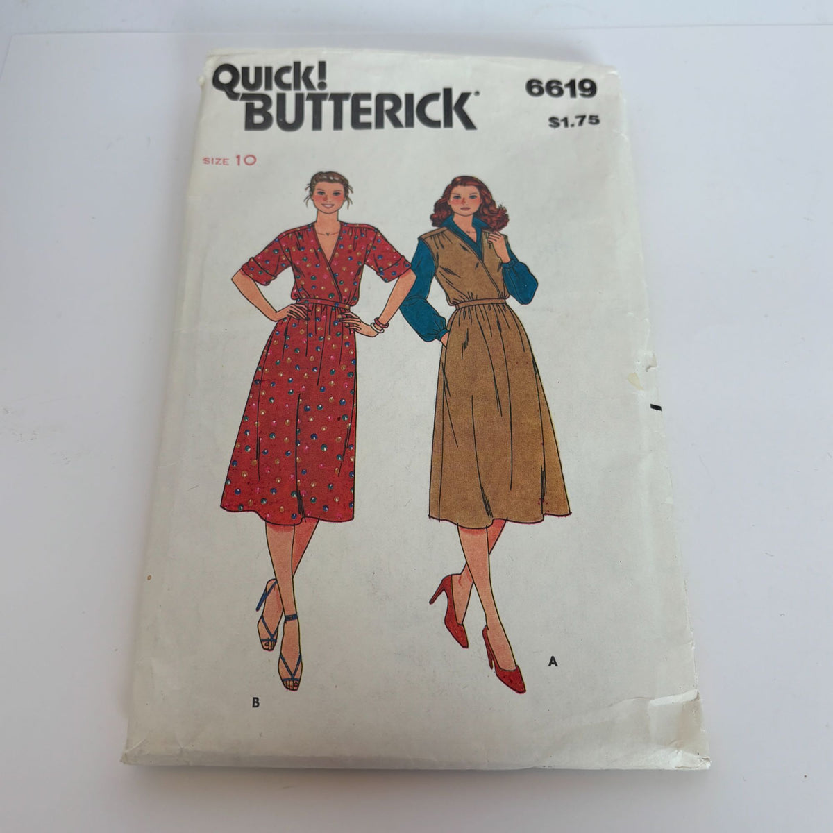 Butterick Sewing pattern 6619 Misses Jumper and Dress Mock Wrap V-Neck CUT Sz 10