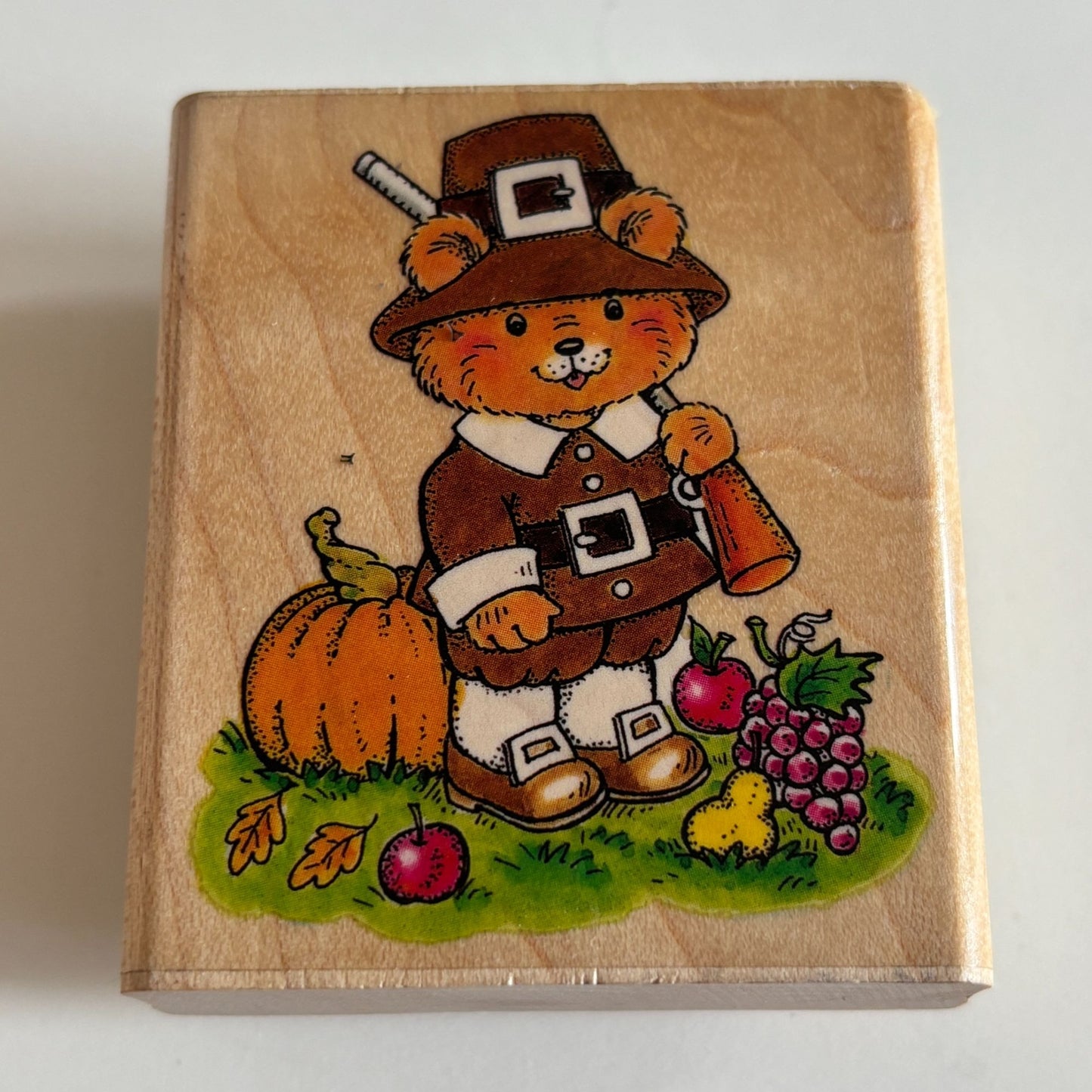 Penny Black Rubber Stamp Pilgrim Bear Thanksgiving Card Making Crafting 214D