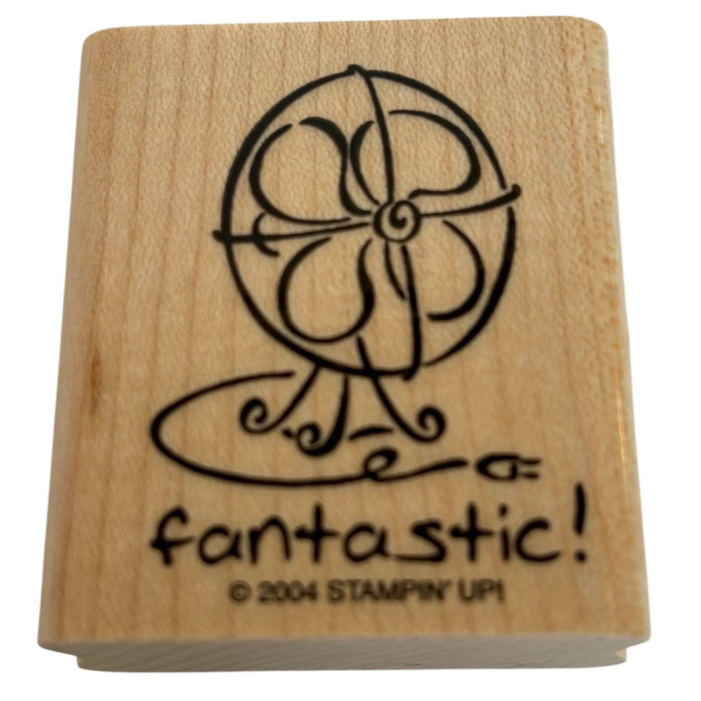 Stampin Up Wooden Rubber Stamp Fan Pun Fantastic Card Making Words Funny Summer