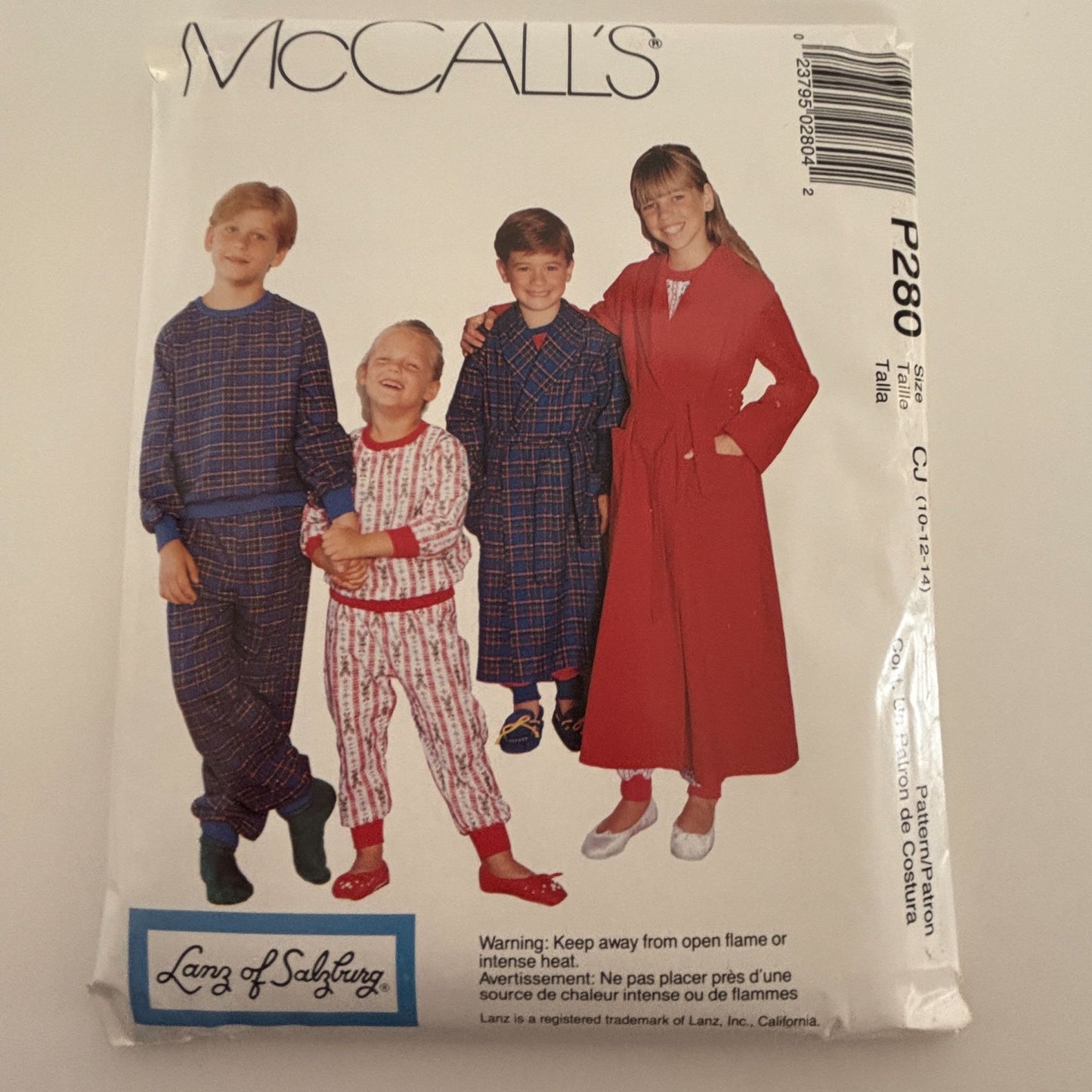 McCalls Sewing Pattern P280 Pajamas Top Pants Robe Kids 10-14 Lanz of Salzburg