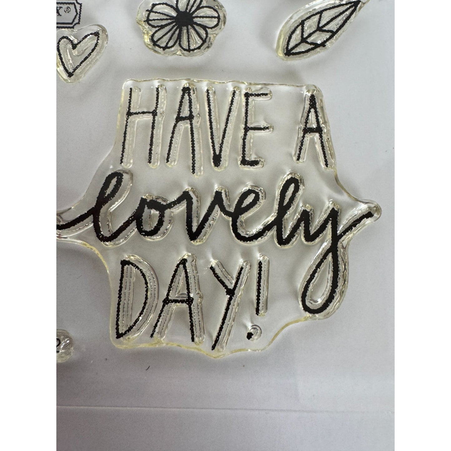 CTMH My Acrylix Acrylic Stamp Set Lovely Birthday Card Making Flowers Word B1462