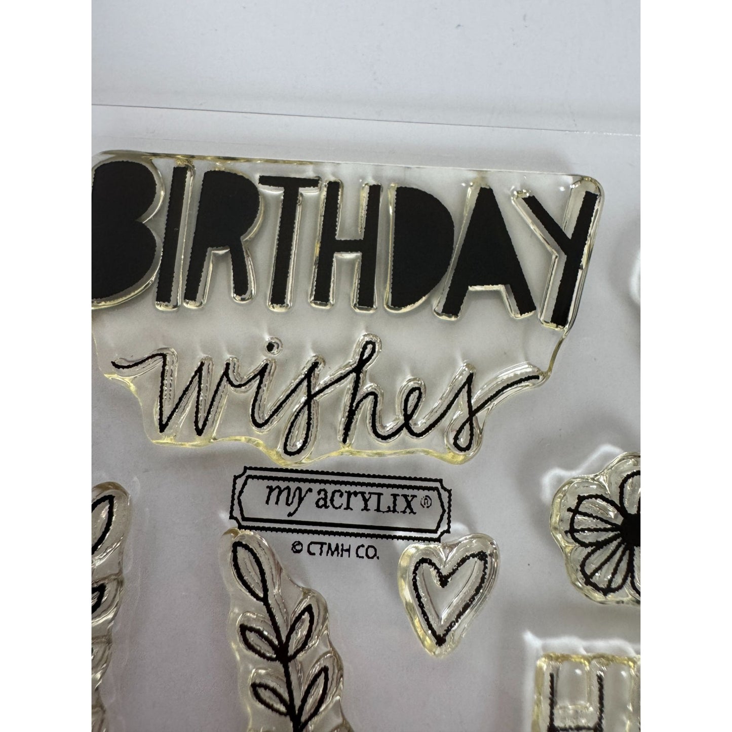 CTMH My Acrylix Acrylic Stamp Set Lovely Birthday Card Making Flowers Word B1462