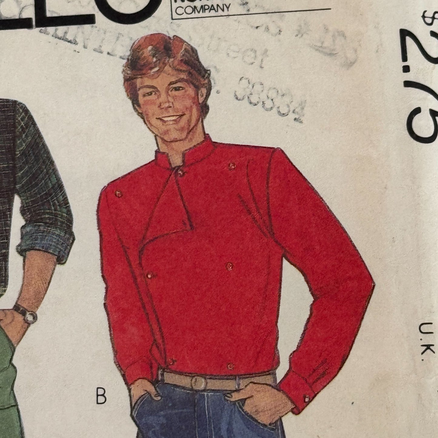 McCalls Sewing Pattern 7760 80s Double Breasted Shirt Mens Large 42-44 Vintage