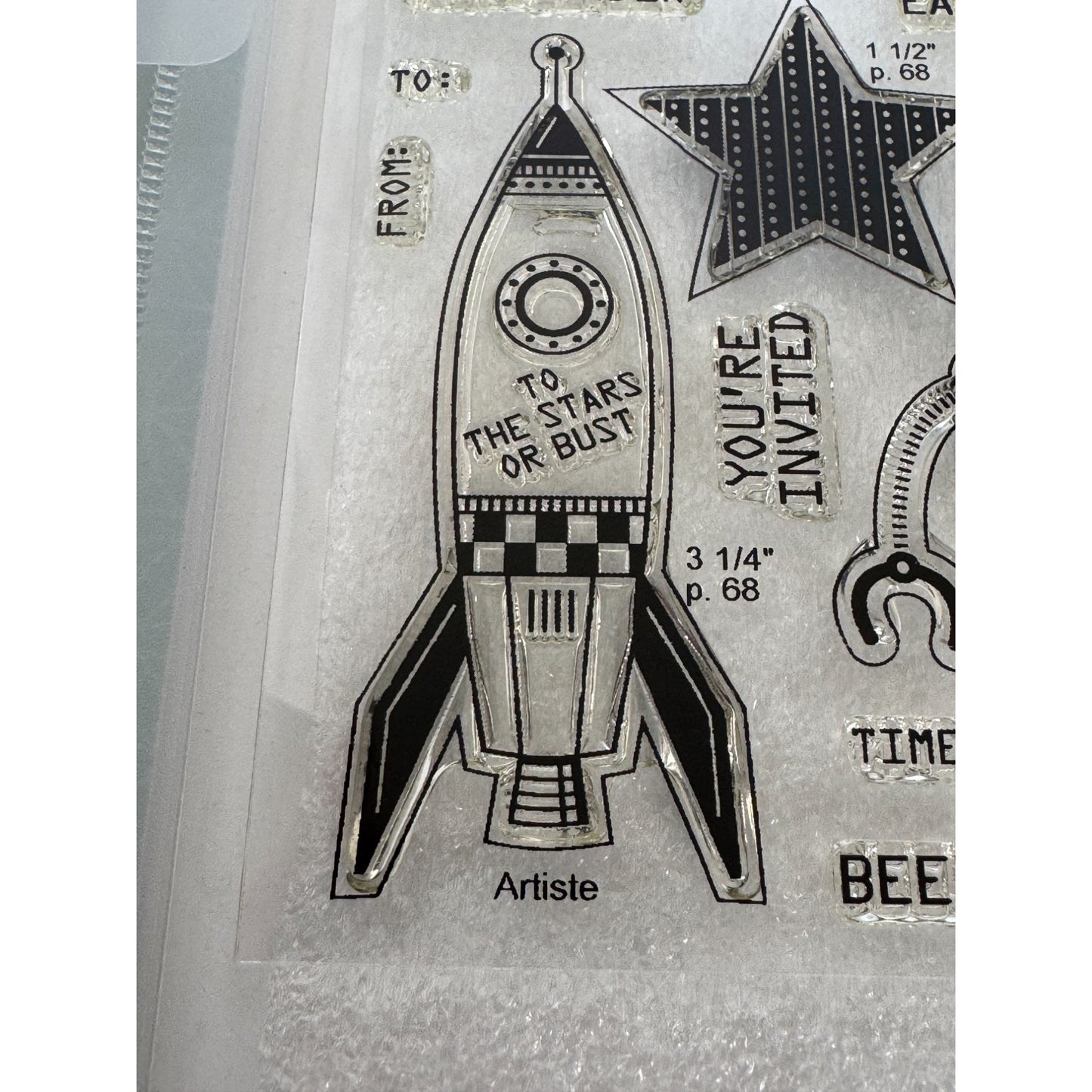 CTMH My Acrylix Acrylic Stamp Set Outta This World Robot Rocket Alien Ship C1523