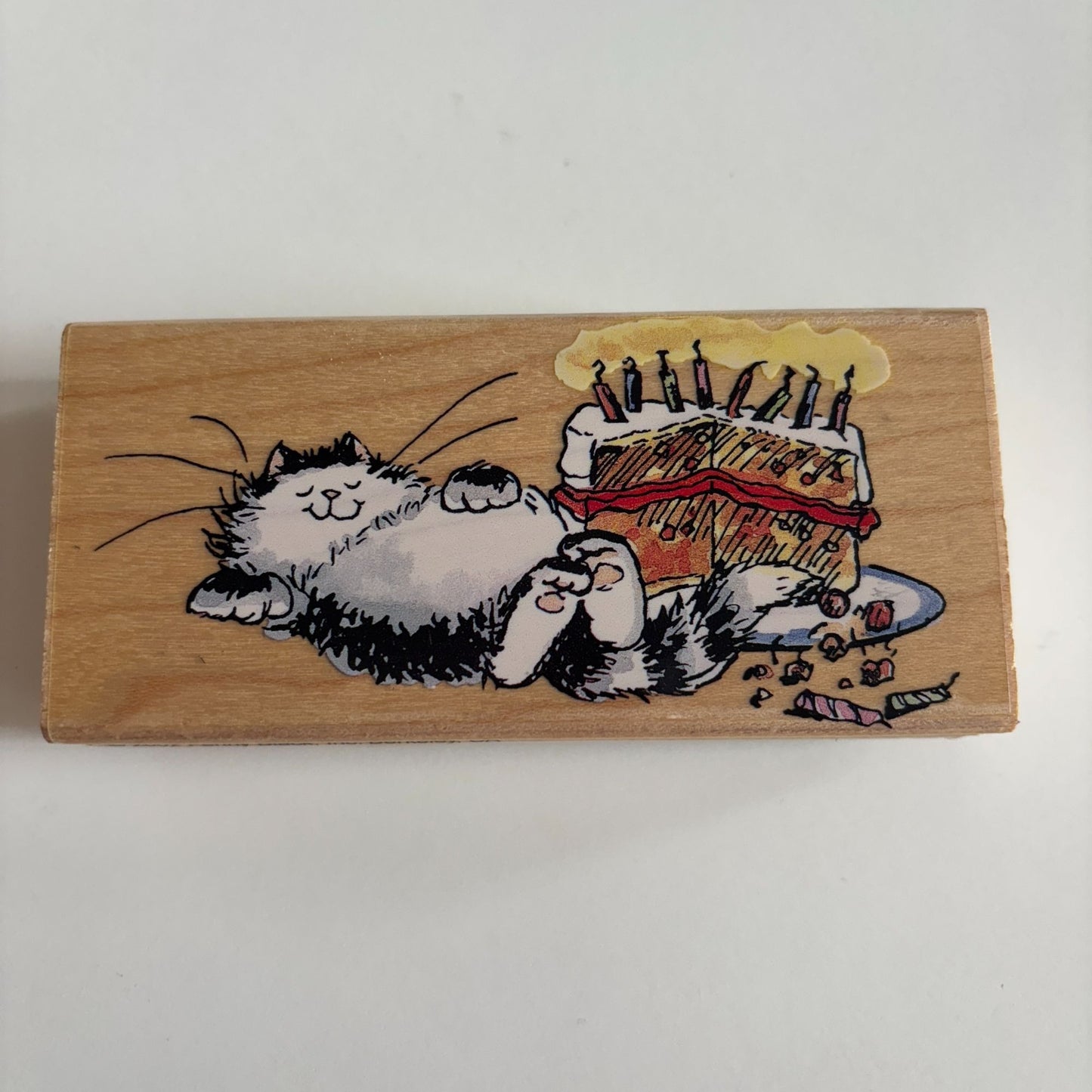 Penny Black Rubber Stamp Aftermath Cat Birthday Cake Candles Card Making Funny