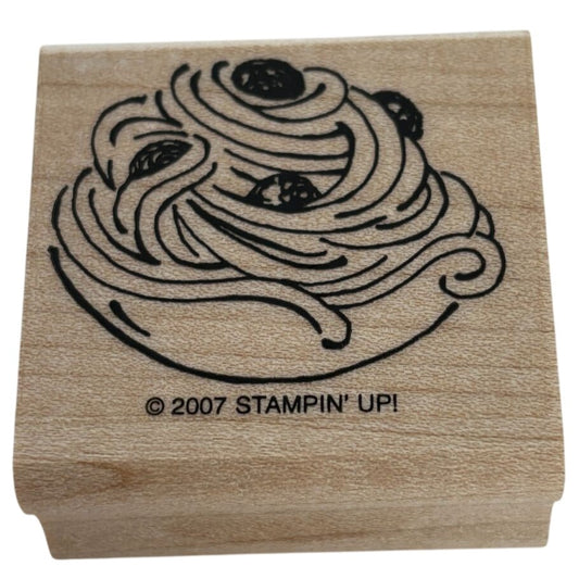 Stampin Up Rubber Stamp Spaghetti Meatballs Food Dinner Bowl Cooking Card Making