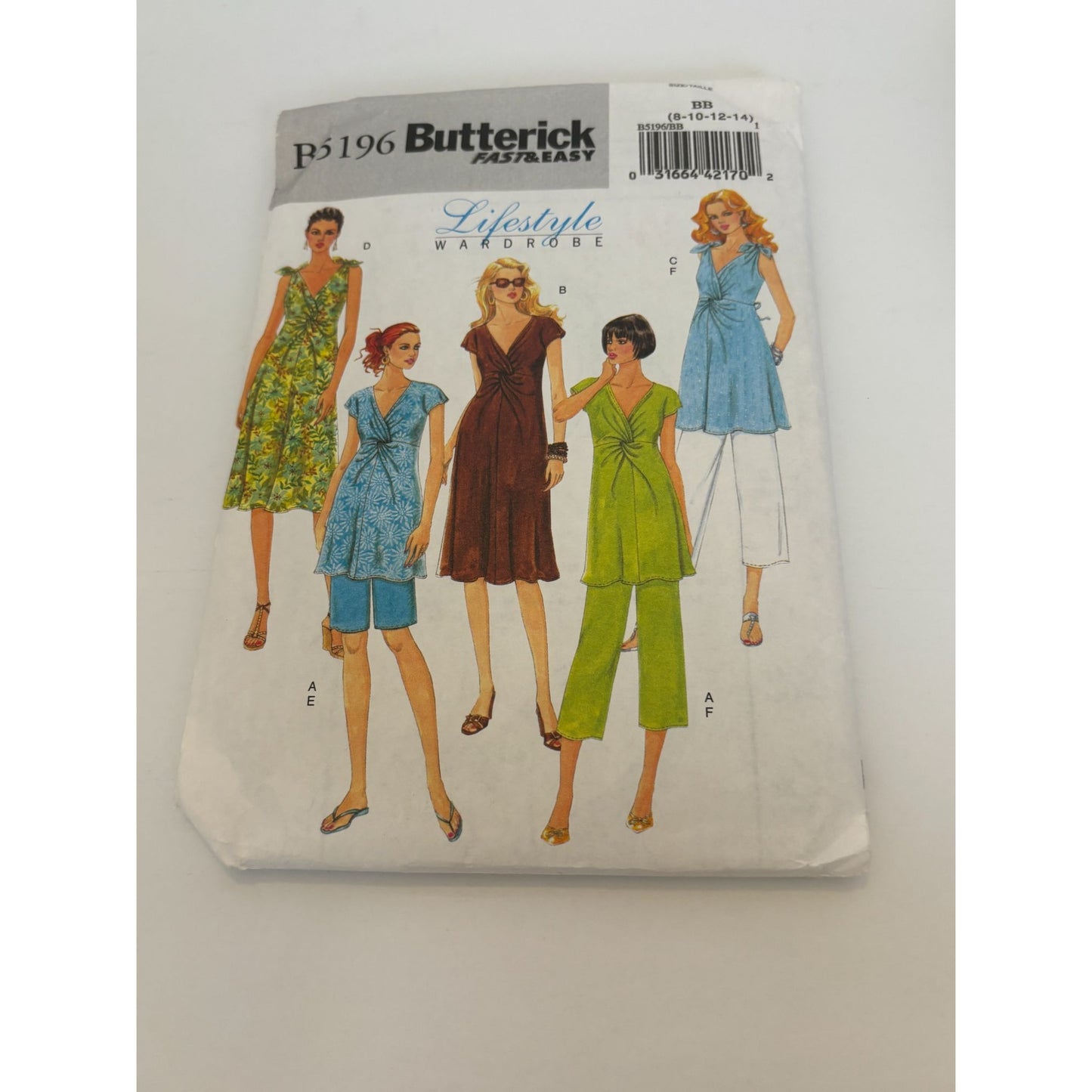 Butterick Sewing Pattern B5196 Maternity Top Dress Shorts Pants 8 10 12 14 Uncut