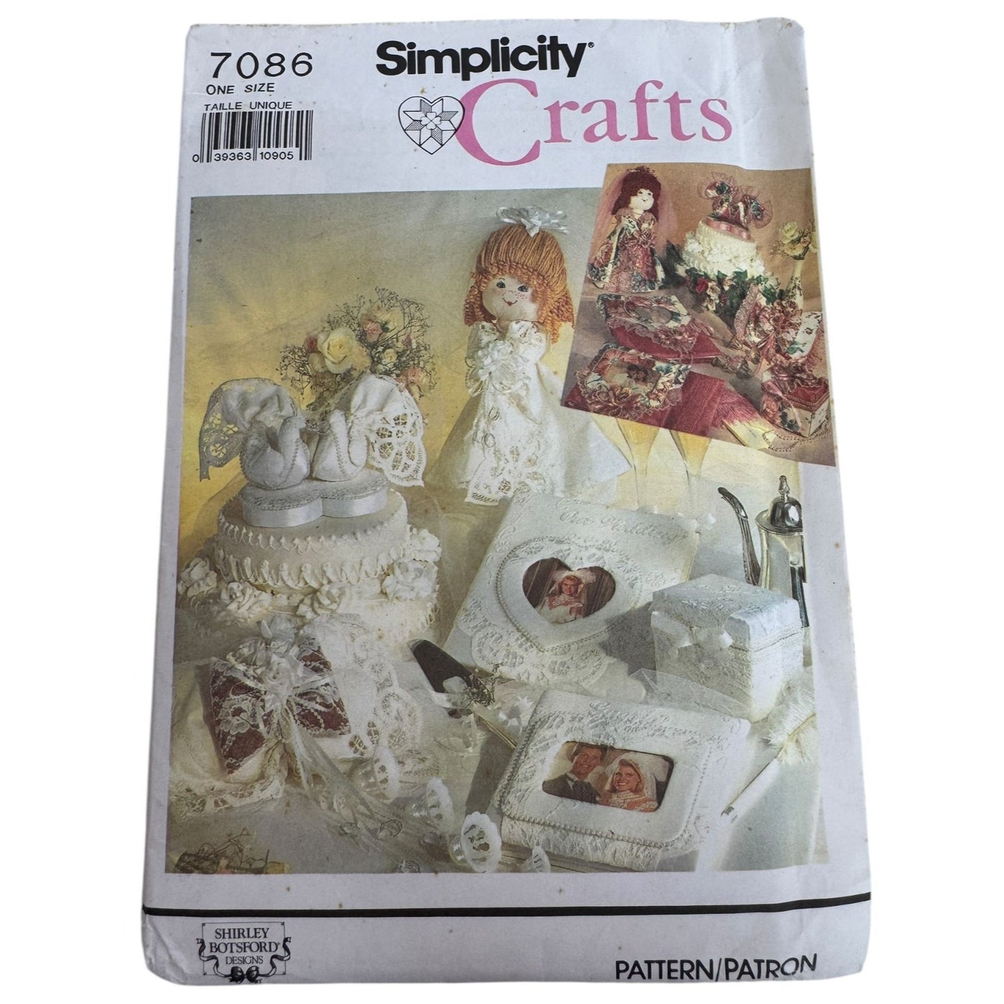 Simplicity Crafts  Sewing Pattern 7086 Wedding Bridal Accessories Cake Topper UC