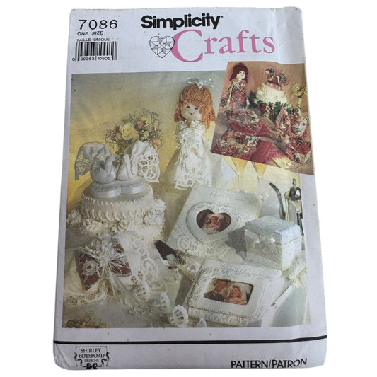 Simplicity Crafts  Sewing Pattern 7086 Wedding Bridal Accessories Cake Topper UC