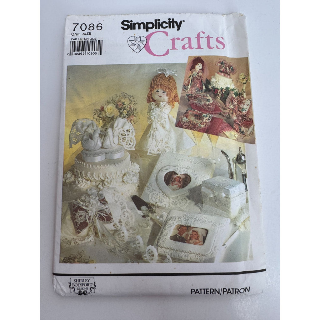 Simplicity Crafts  Sewing Pattern 7086 Wedding Bridal Accessories Cake Topper UC