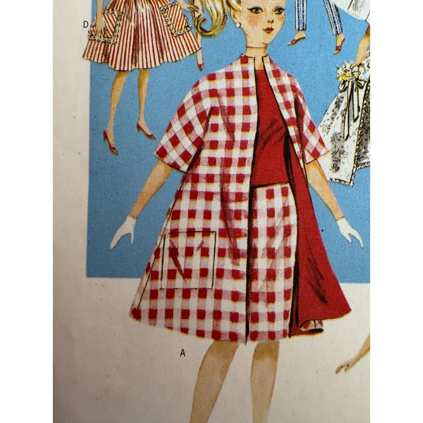 Vintage Fashion Doll Clothes Sewing Pattern Butterick 6496 Retro Wedding Dress Evening Gown Bride