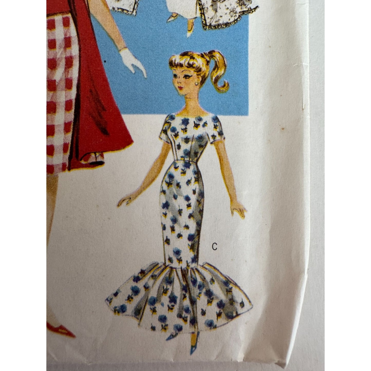 Vintage Fashion Doll Clothes Sewing Pattern Butterick 6496 Retro Wedding Dress Evening Gown Bride