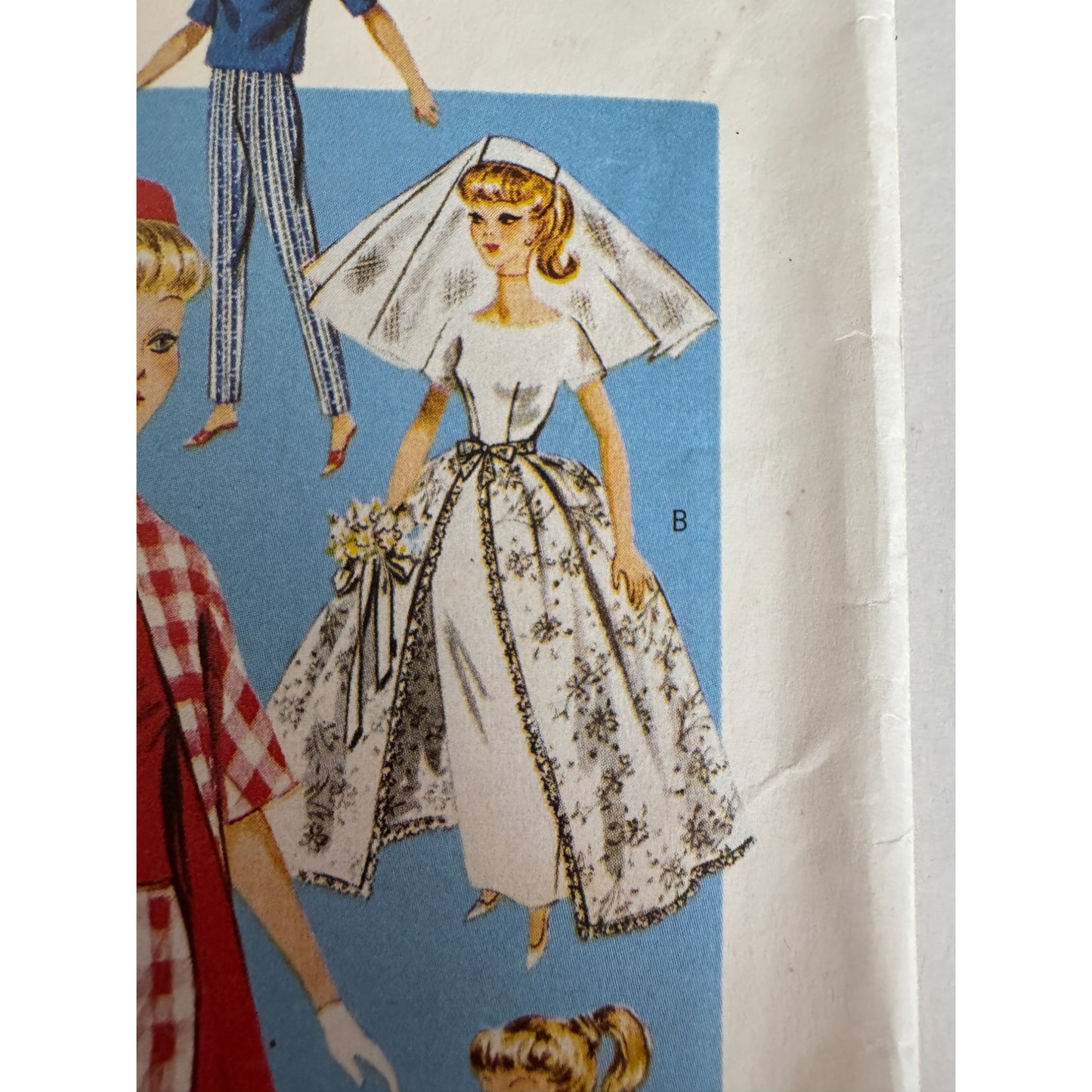 Vintage Fashion Doll Clothes Sewing Pattern Butterick 6496 Retro Wedding Dress Evening Gown Bride