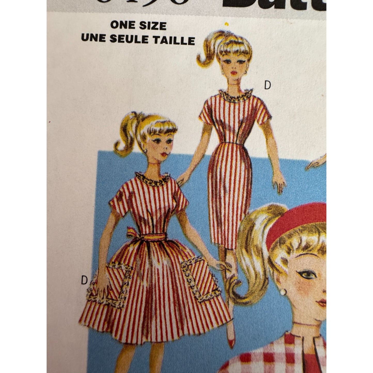 Vintage Fashion Doll Clothes Sewing Pattern Butterick 6496 Retro Wedding Dress Evening Gown Bride