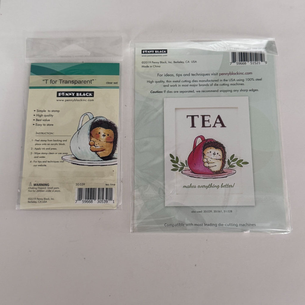 Penny Black Tea Time Transparent Clear Stamps and Creative Metal Die Hedgehog Cardmaking Invitation