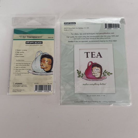 Penny Black Tea Time Transparent Clear Stamps and Creative Metal Die Hedgehog Cardmaking Invitation