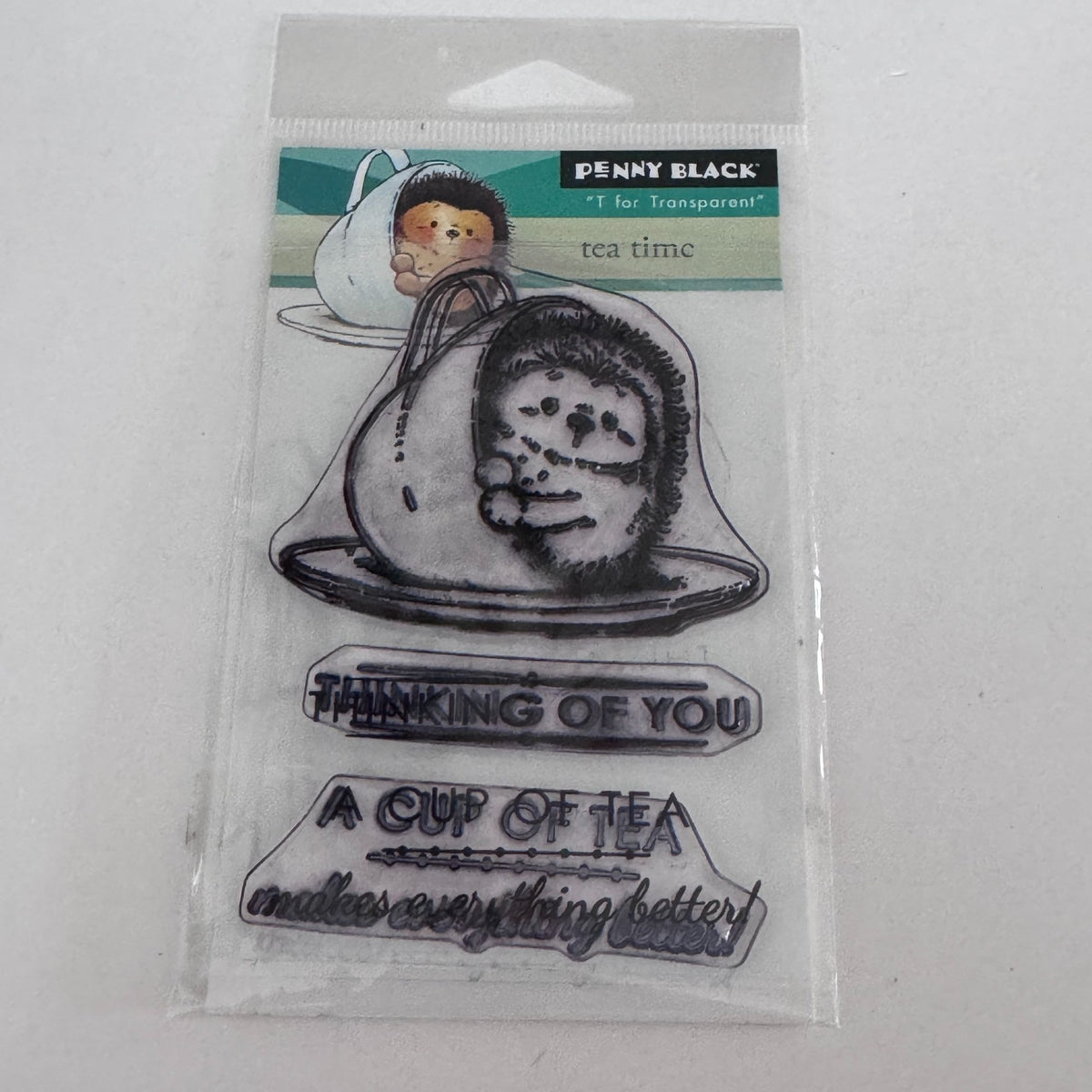 Penny Black Tea Time Transparent Clear Stamps and Creative Metal Die Hedgehog Cardmaking Invitation