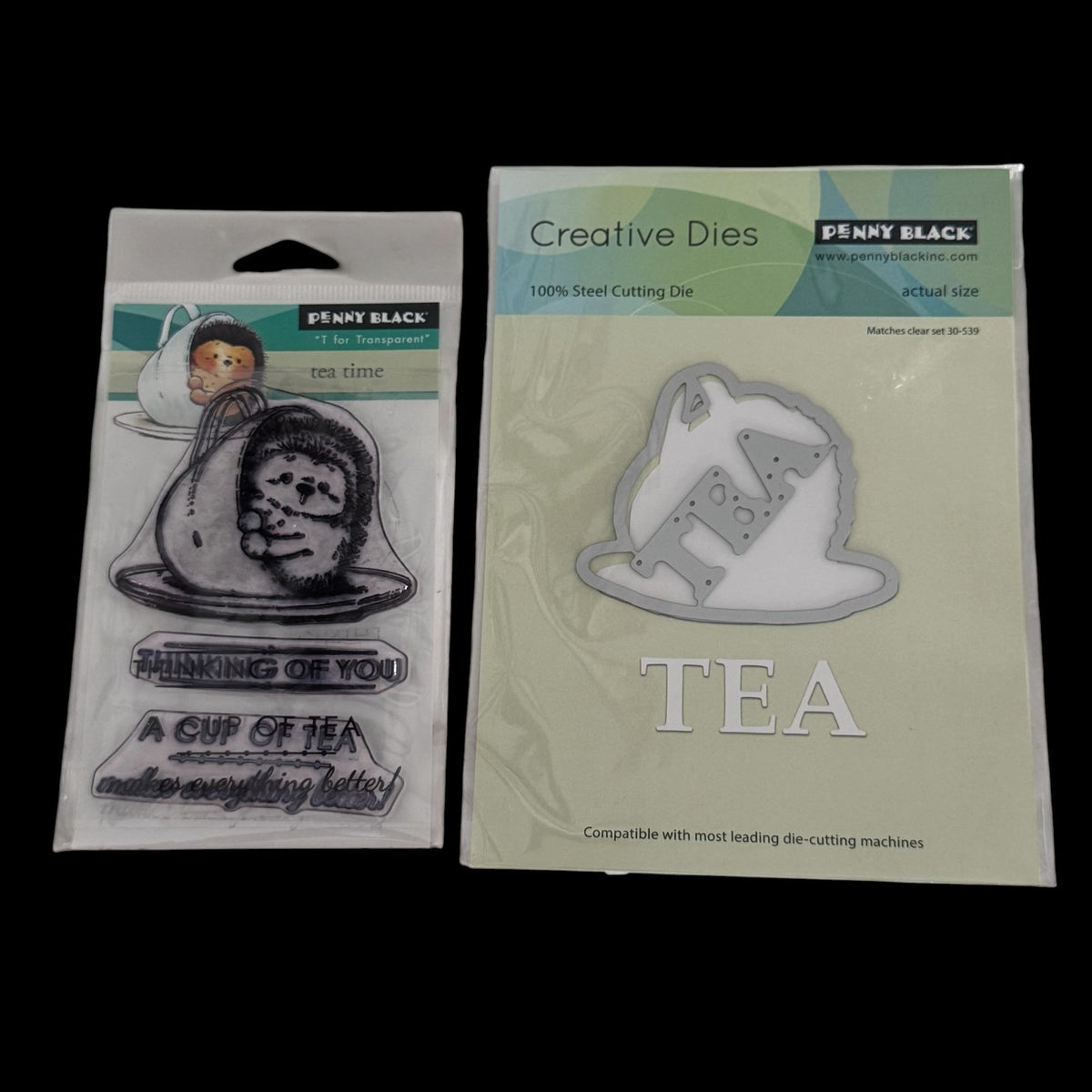 Penny Black Tea Time Transparent Clear Stamps and Creative Metal Die Hedgehog Cardmaking Invitation