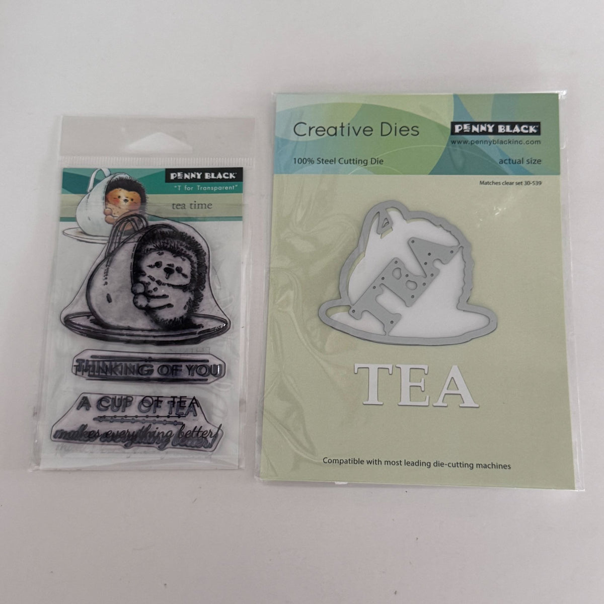 Penny Black Tea Time Transparent Clear Stamps and Creative Metal Die Hedgehog Cardmaking Invitation