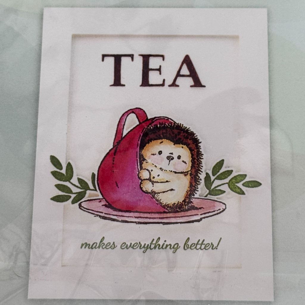Penny Black Tea Time Transparent Clear Stamps and Creative Metal Die Hedgehog Cardmaking Invitation