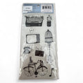 Heidi Grace Rubber Cling Stamps Objects Typewriter Bird Cage Bicycle Retro 4x8