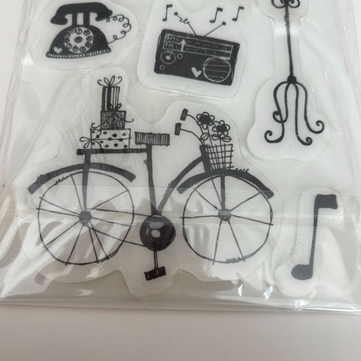 Heidi Grace Rubber Cling Stamps Objects Typewriter Bird Cage Bicycle Retro 4x8