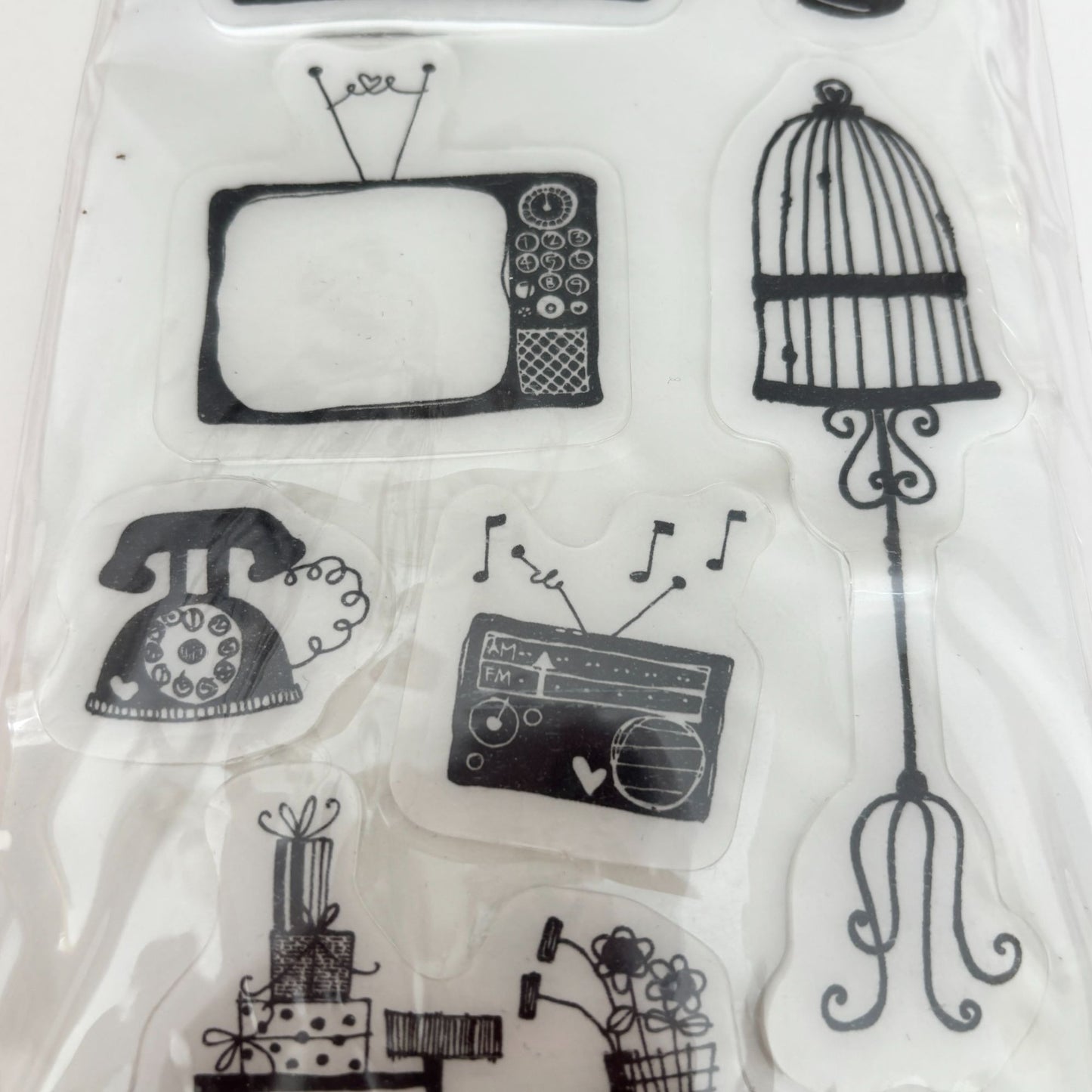 Heidi Grace Rubber Cling Stamps Objects Typewriter Bird Cage Bicycle Retro 4x8