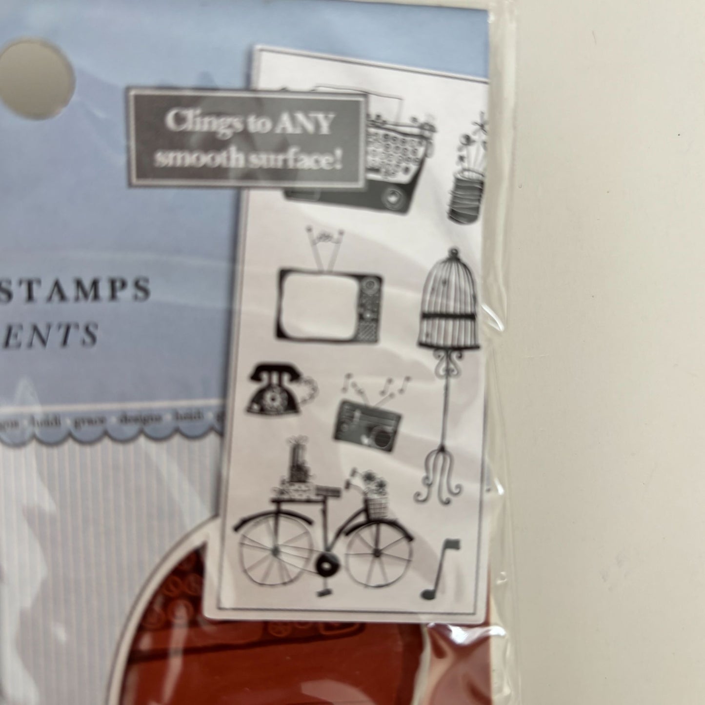Heidi Grace Rubber Cling Stamps Objects Typewriter Bird Cage Bicycle Retro 4x8