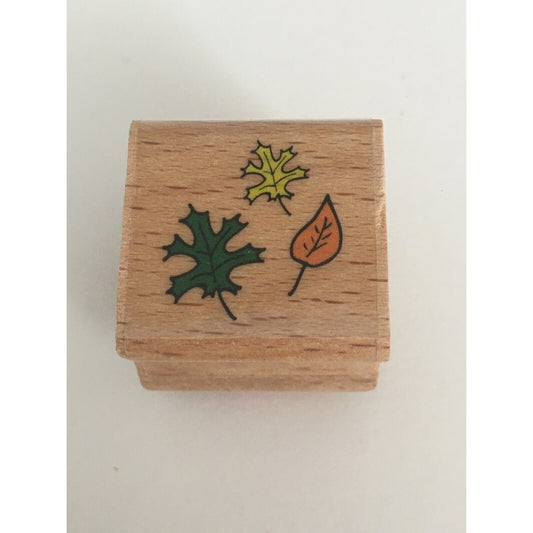 Happen Stamps Rubber Stamp Fall Leaves Trio Oak Elm Autumn Nature Thanksgiving