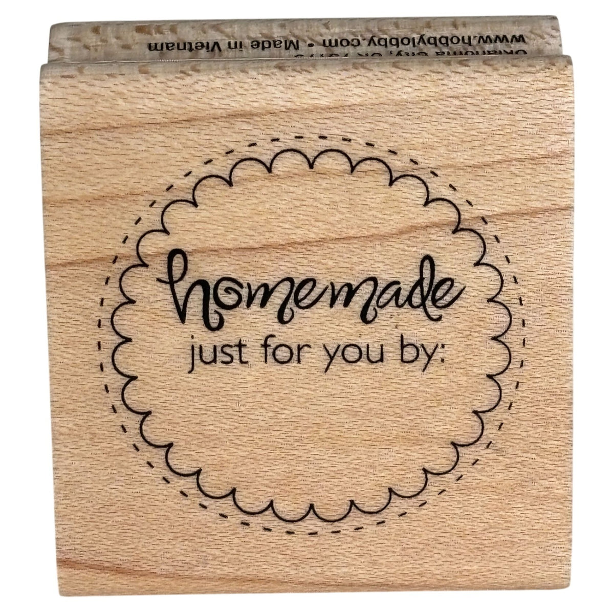 Stampabilities Rubber Stamp Homemade For You Circle Label Baking Gift Tag Craft Packaging Wooden