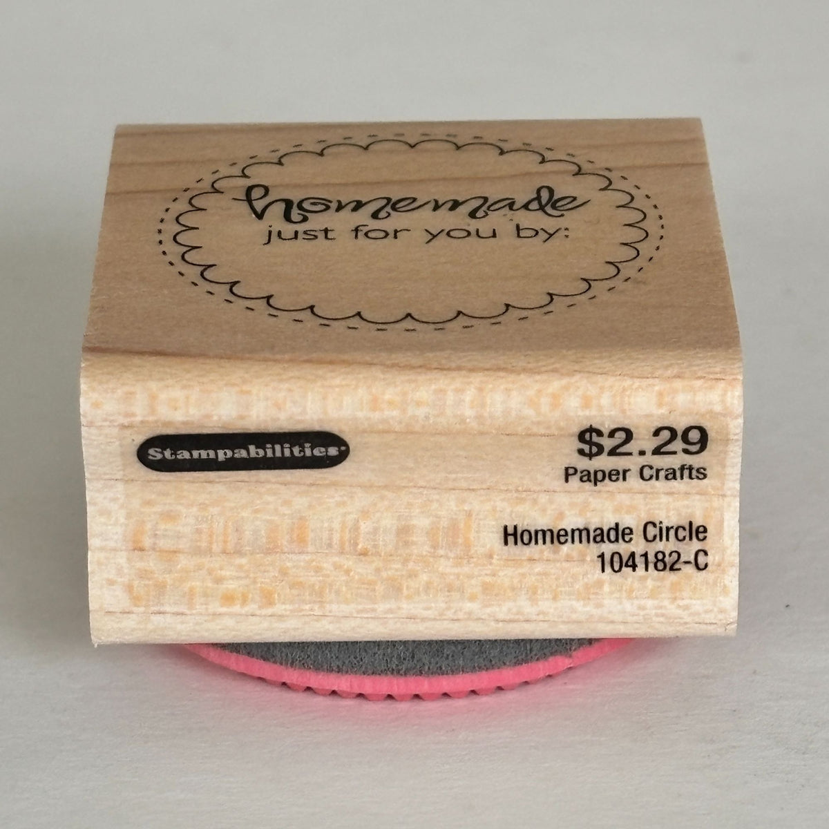 Stampabilities Rubber Stamp Homemade For You Circle Label Baking Gift Tag Craft Packaging Wooden