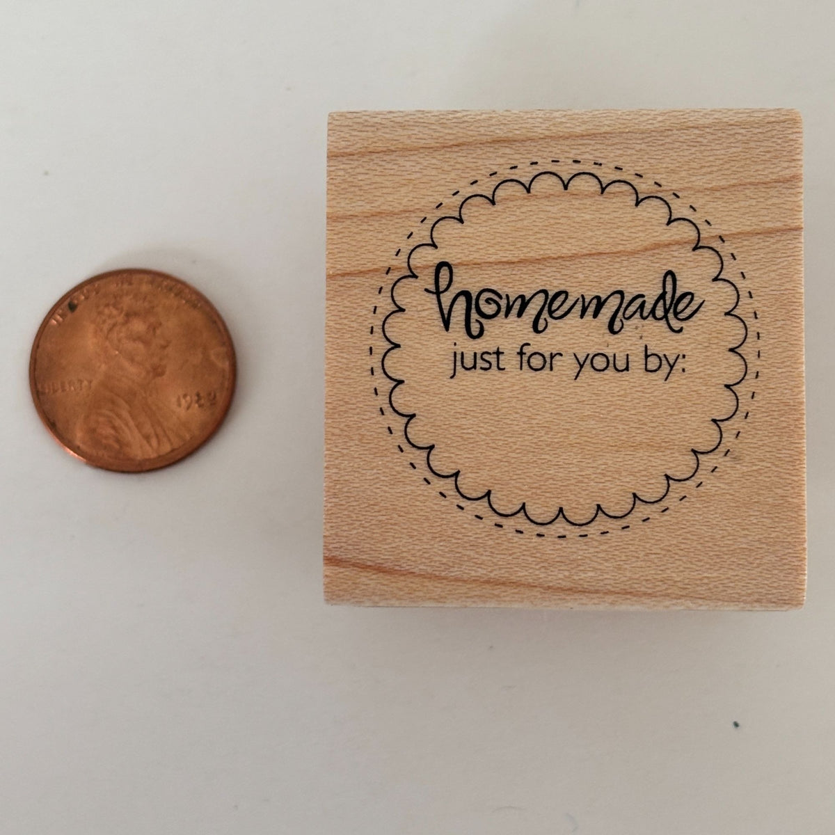 Stampabilities Rubber Stamp Homemade For You Circle Label Baking Gift Tag Craft Packaging Wooden