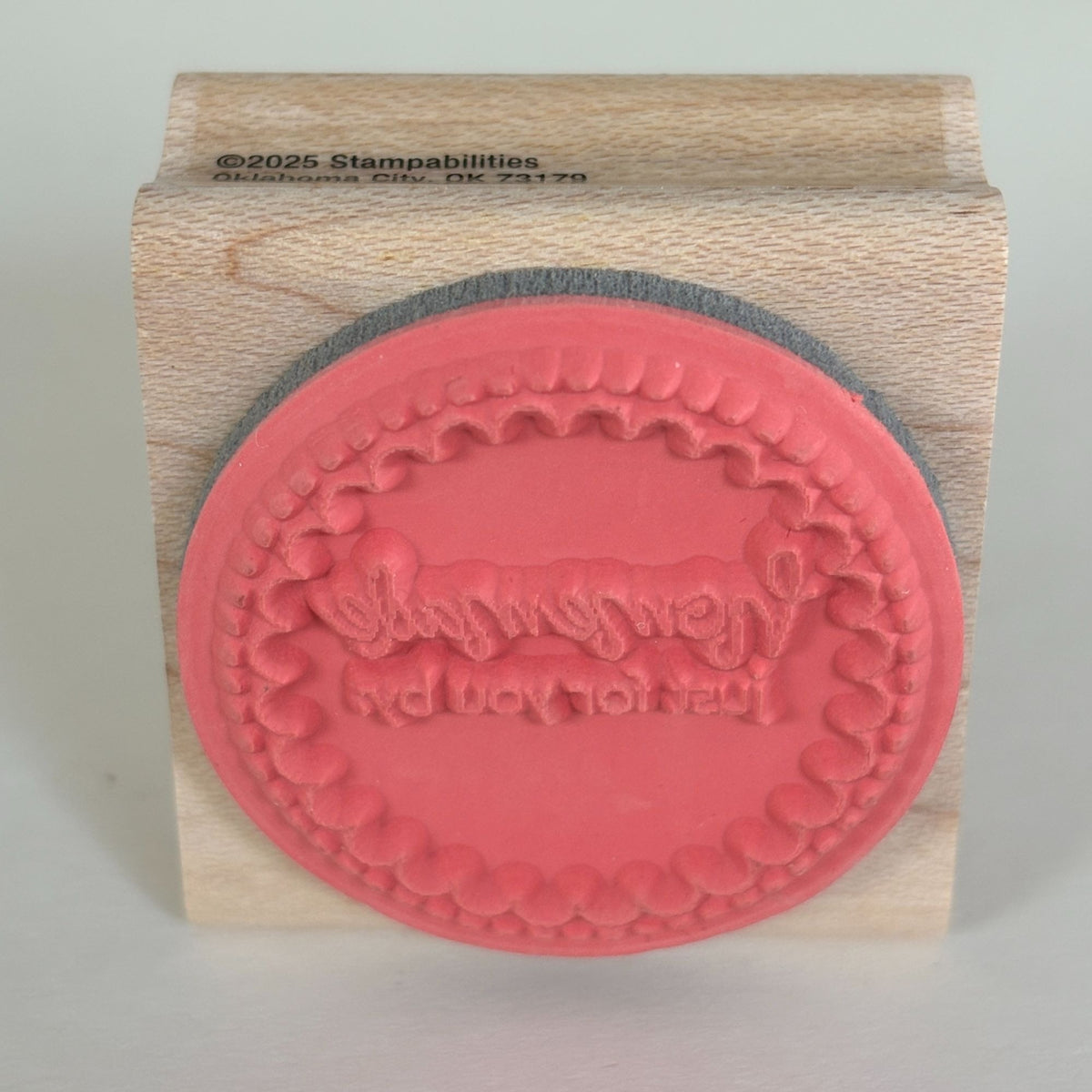 Stampabilities Rubber Stamp Homemade For You Circle Label Baking Gift Tag Craft Packaging Wooden
