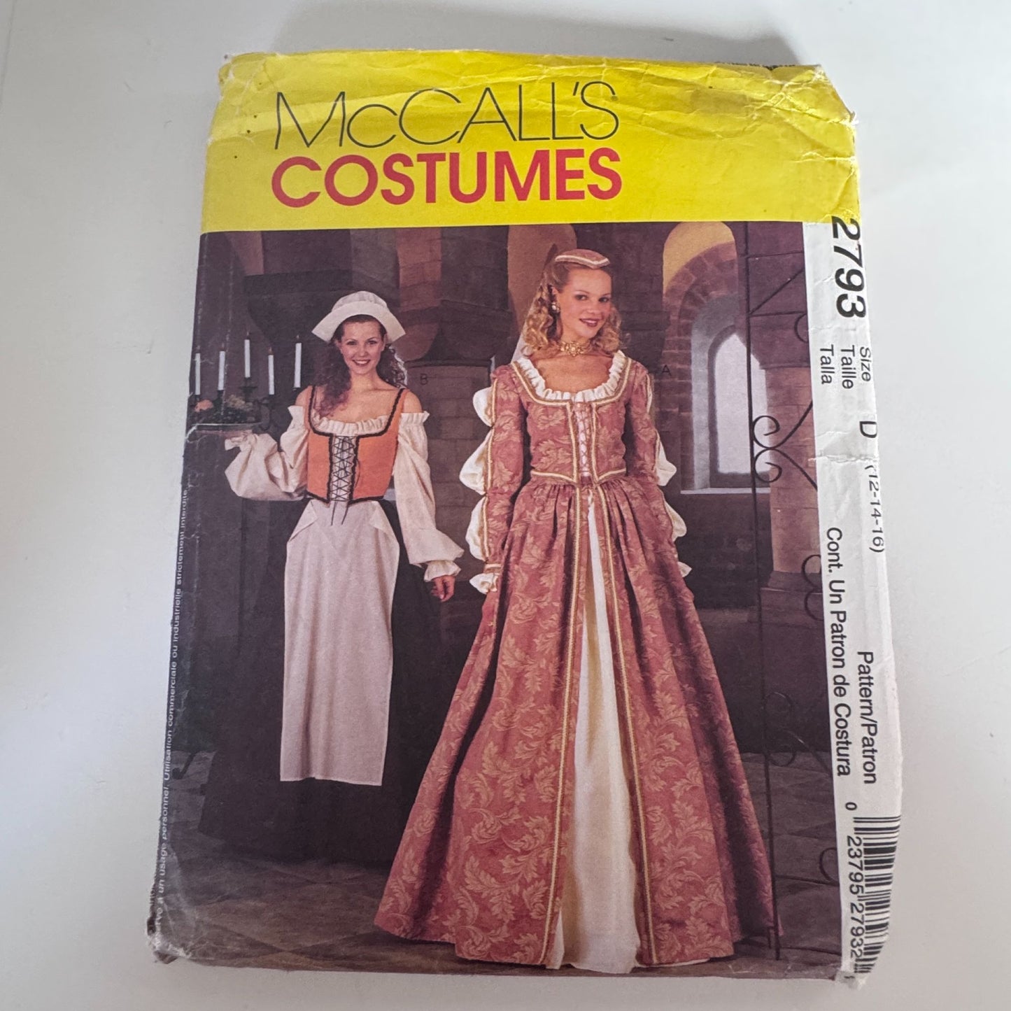 McCalls Sewing Pattern 2793 Elizabethan Costume Renaissance Dress Peasant Outfit Uncut 12-16