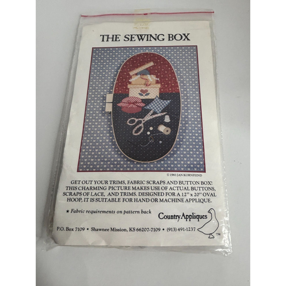 Country Appliques Scrap Quilting Pattern The Sewing Box Seamstress Oval 1980s