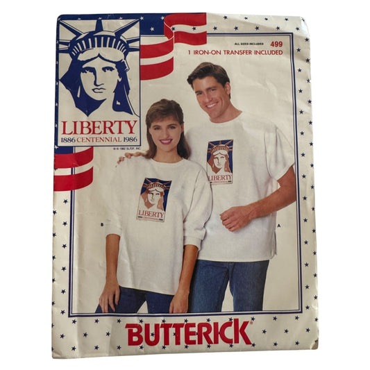 Butterick Sewing Pattern 499 Liberty Centennial 1986 Statue of Liberty T-Shirt