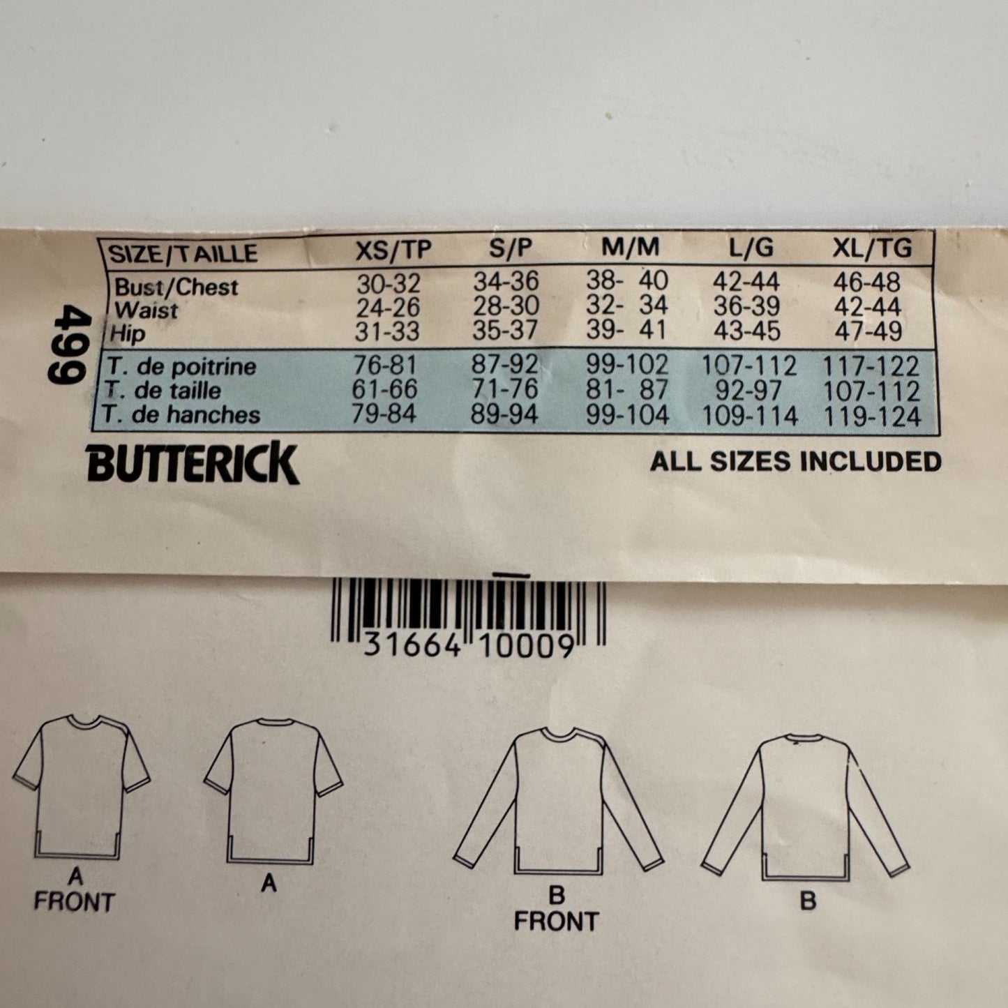 Butterick Sewing Pattern 499 Liberty Centennial 1986 Statue of Liberty T-Shirt