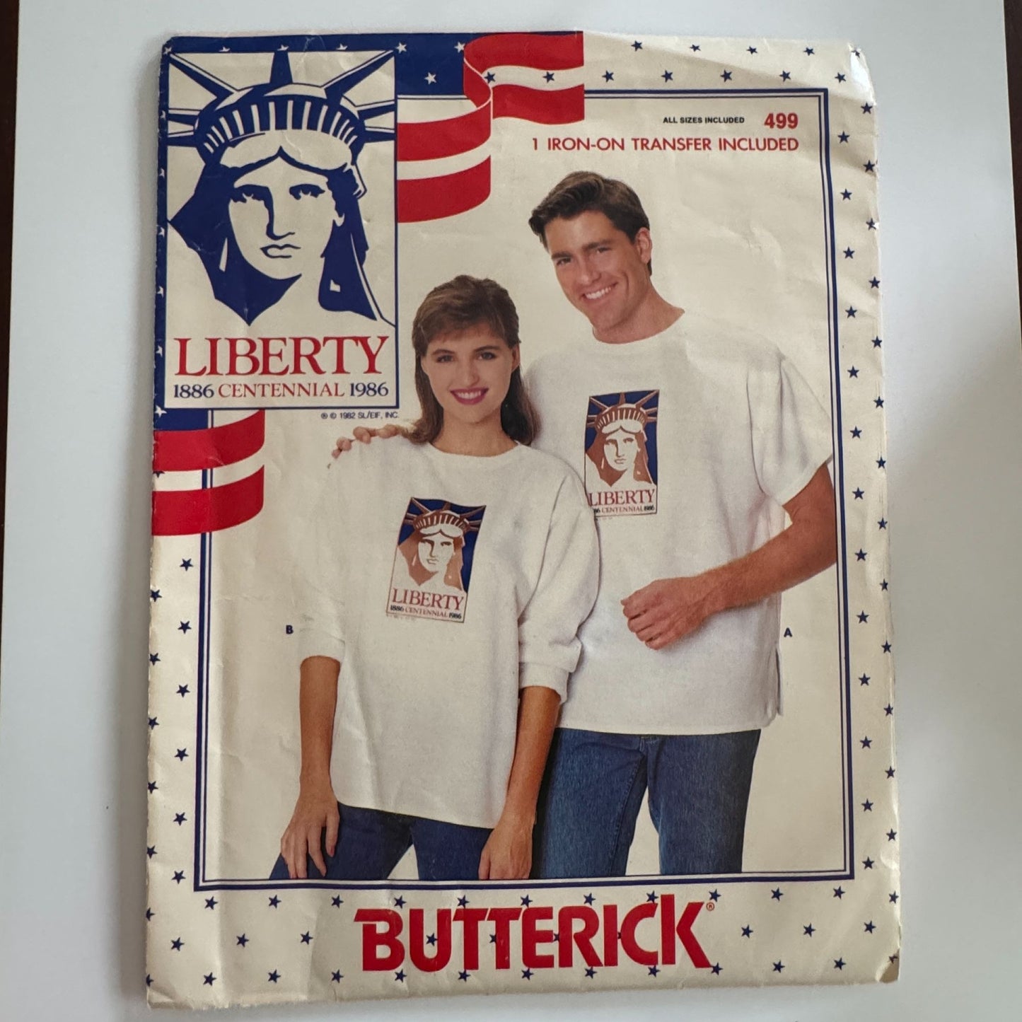 Butterick Sewing Pattern 499 Liberty Centennial 1986 Statue of Liberty T-Shirt