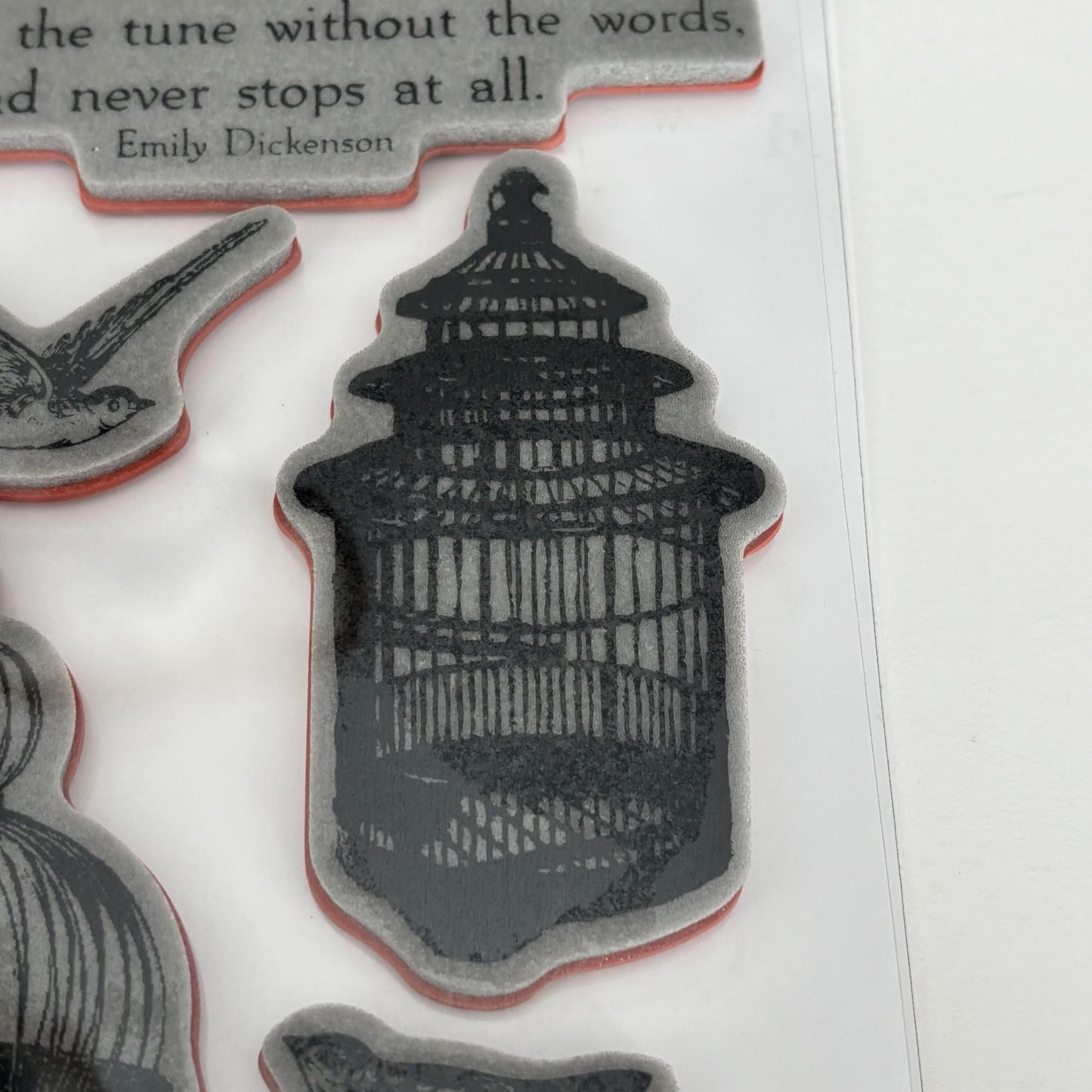 TPC Studio Rubber Cling Stamps Set Vintage Birdcages Hope Emily Dickenson Quote Scrapbooking Crafting