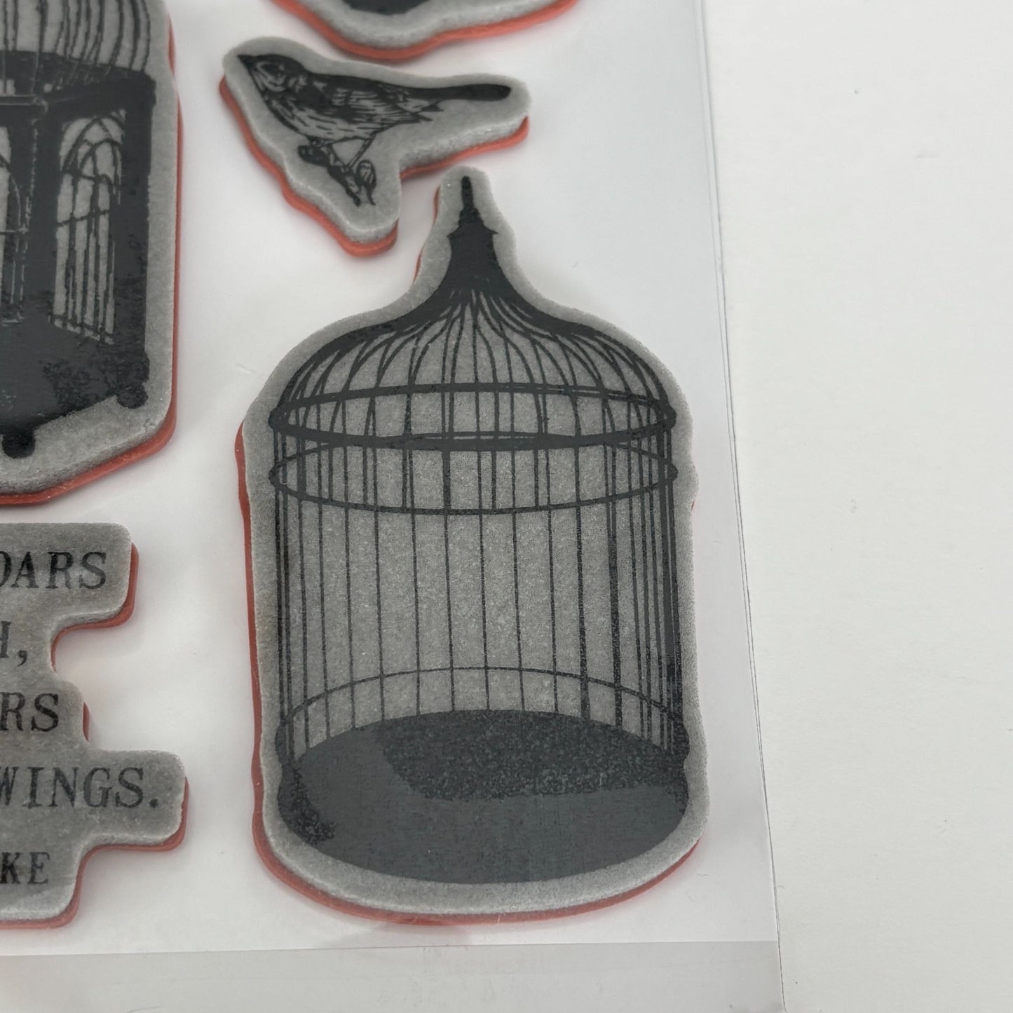 TPC Studio Rubber Cling Stamps Set Vintage Birdcages Hope Emily Dickenson Quote Scrapbooking Crafting