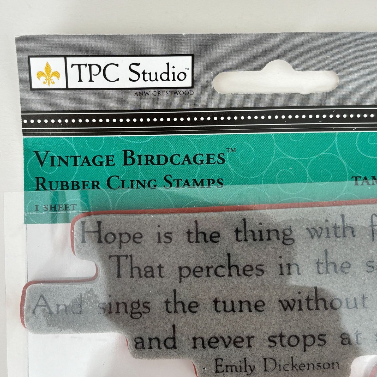 TPC Studio Rubber Cling Stamps Set Vintage Birdcages Hope Emily Dickenson Quote Scrapbooking Crafting