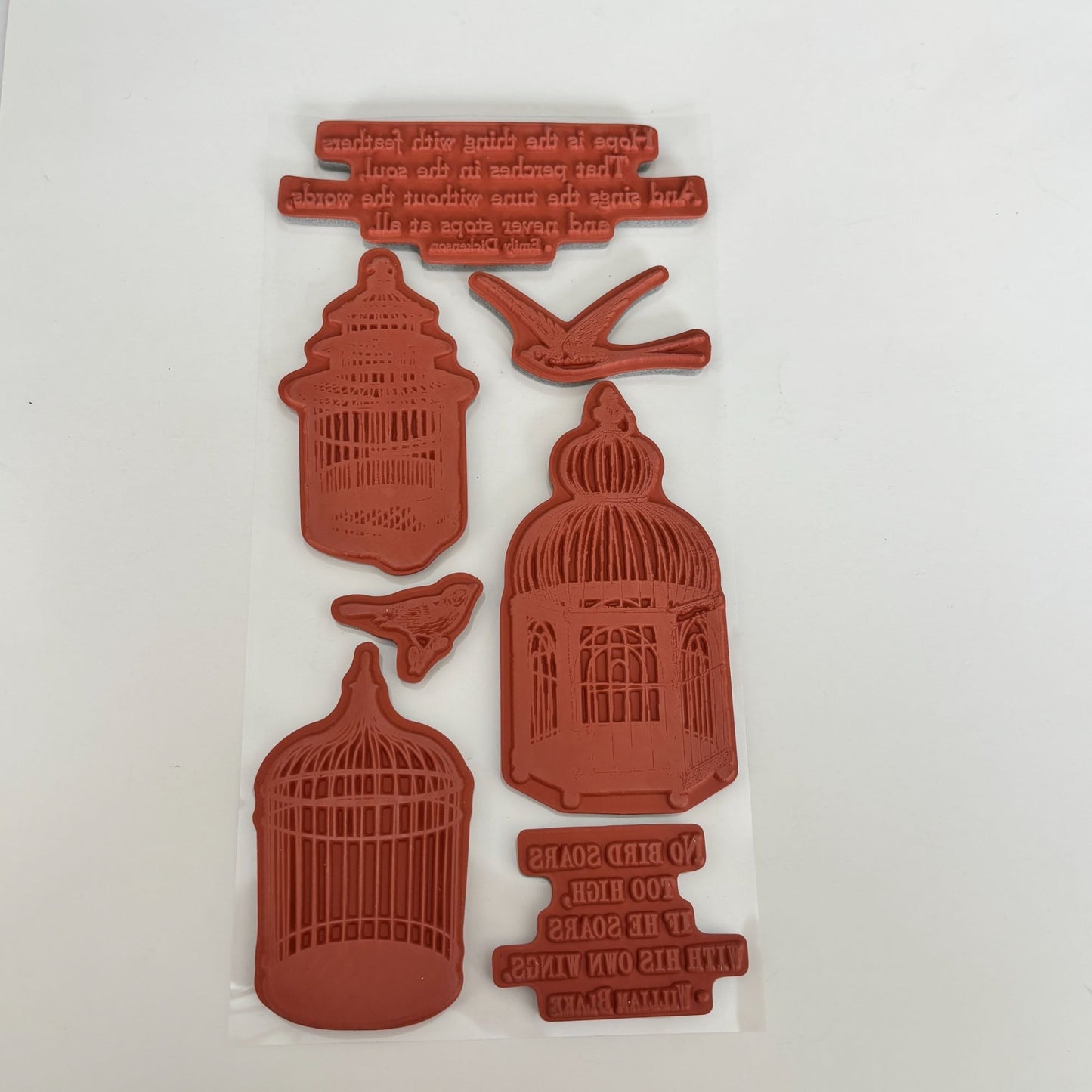 TPC Studio Rubber Cling Stamps Set Vintage Birdcages Hope Emily Dickenson Quote Scrapbooking Crafting