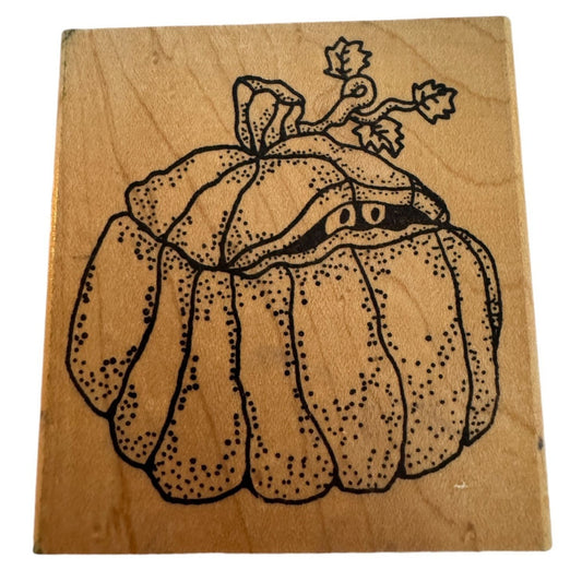 Azadi Earles Rubber Stamp Halloween Pumpkin with Eyes Spooky Fall Card Making