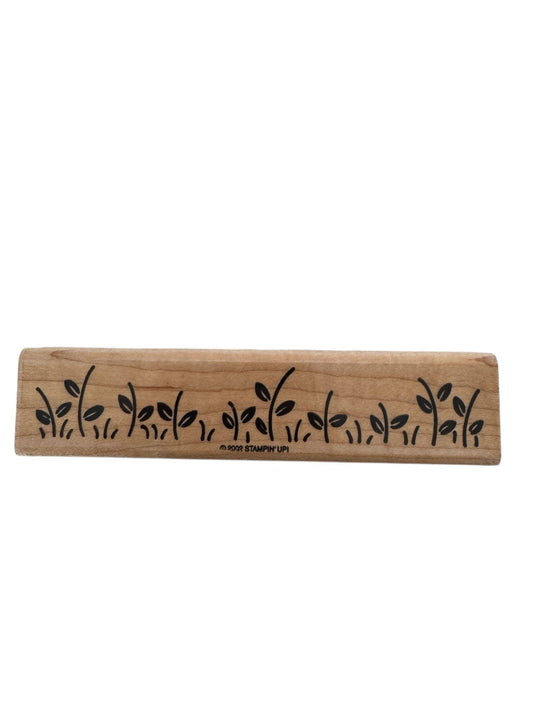 Stampin Up Rubber Stamp Border Flower Stems Landscape Scene Maker Spring Flowers