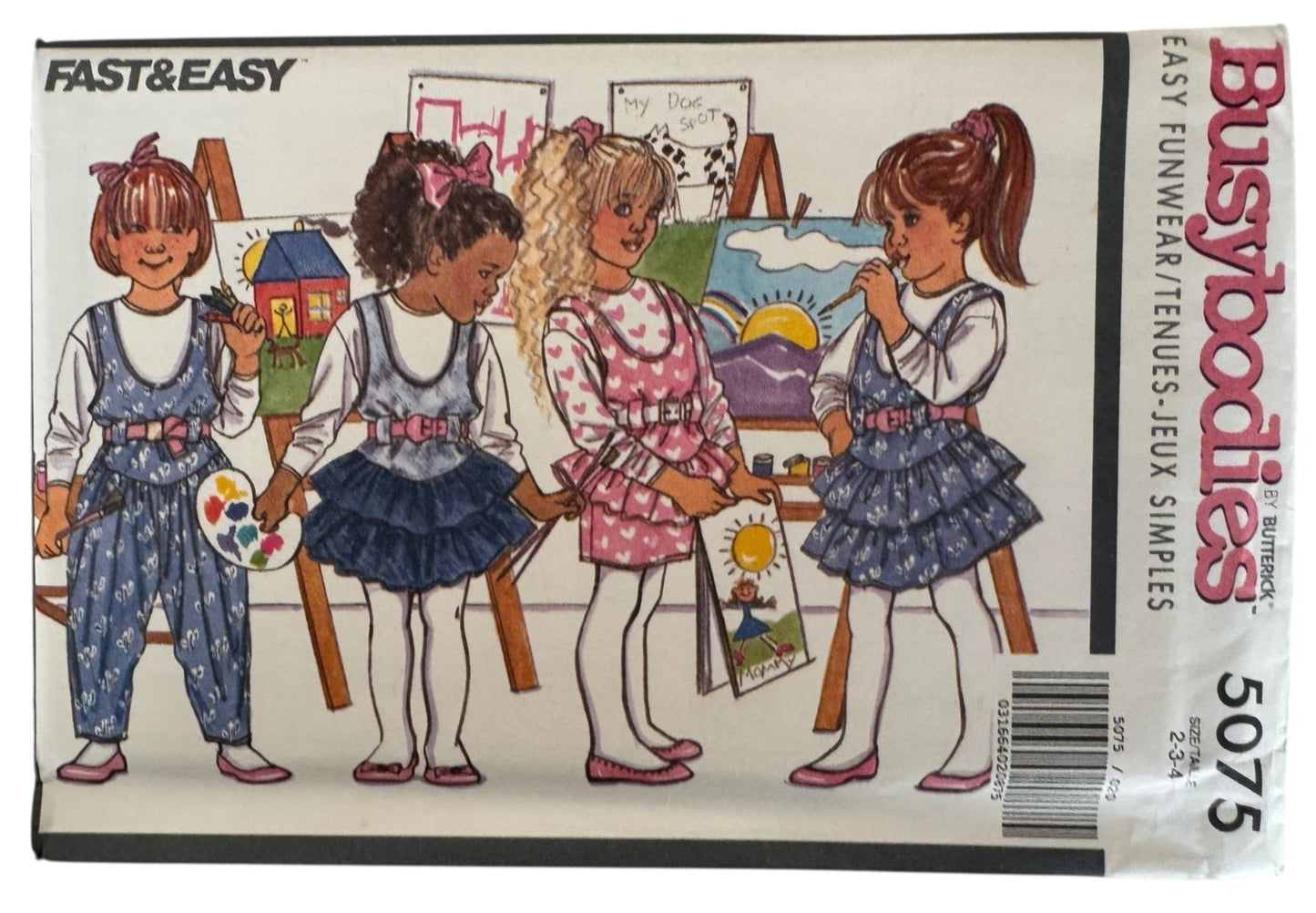 Butterick Sewing Pattern 5075 Busybodies Jumper Jumpsuit Shirt Girls 2 3 4 1990