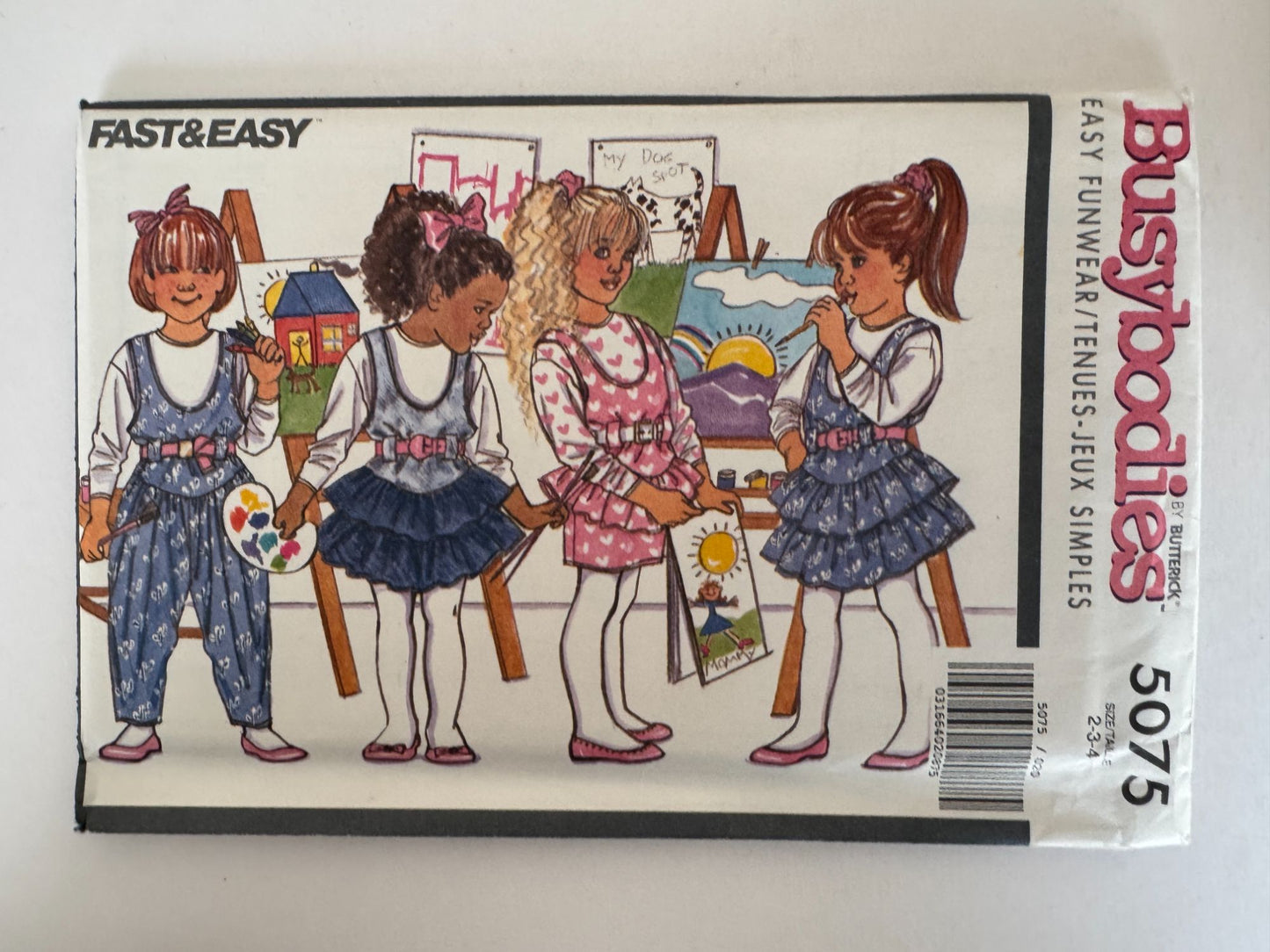 Butterick Sewing Pattern 5075 Busybodies Jumper Jumpsuit Shirt Girls 2 3 4 1990