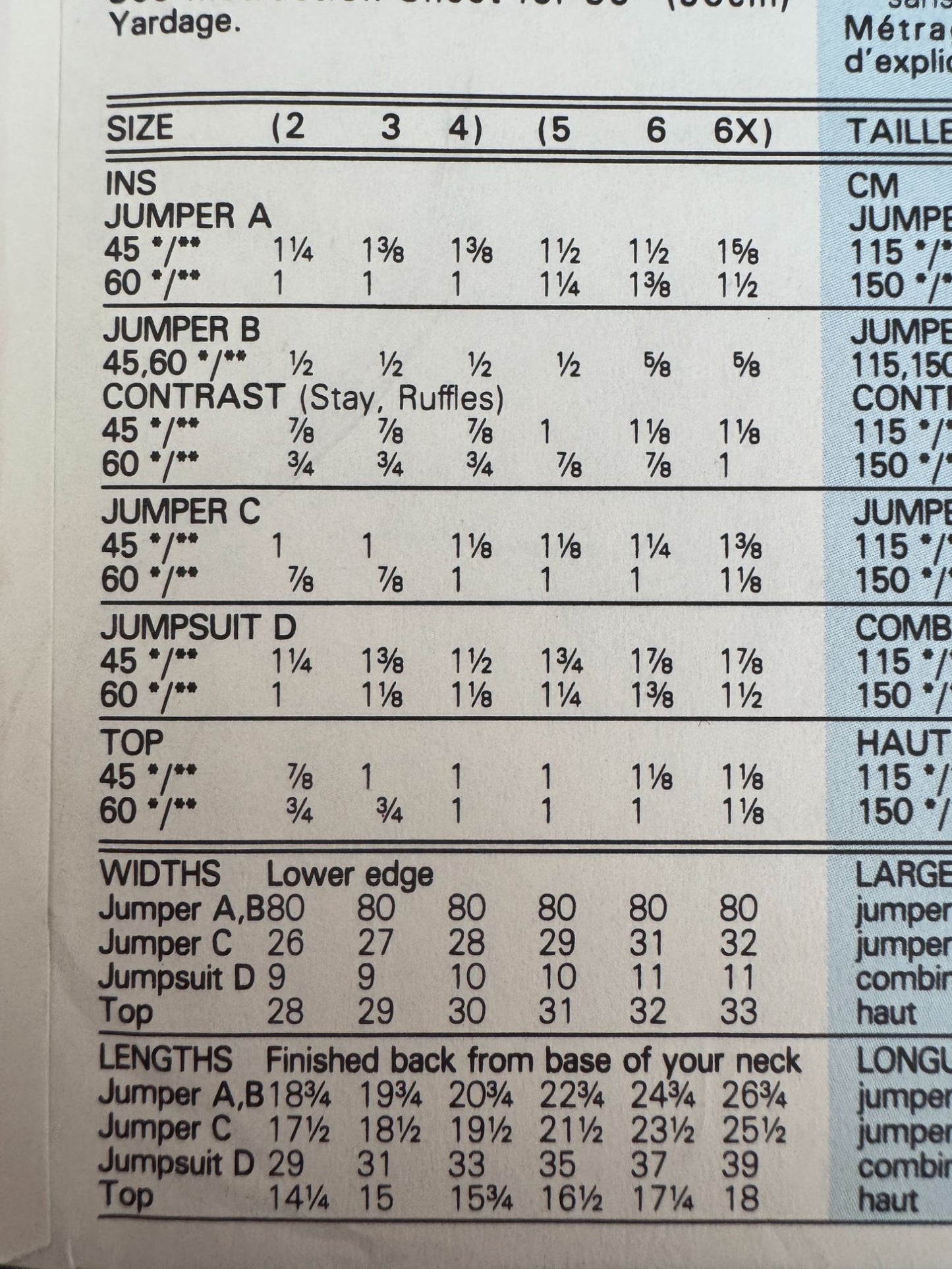 Butterick Sewing Pattern 5075 Busybodies Jumper Jumpsuit Shirt Girls 2 3 4 1990