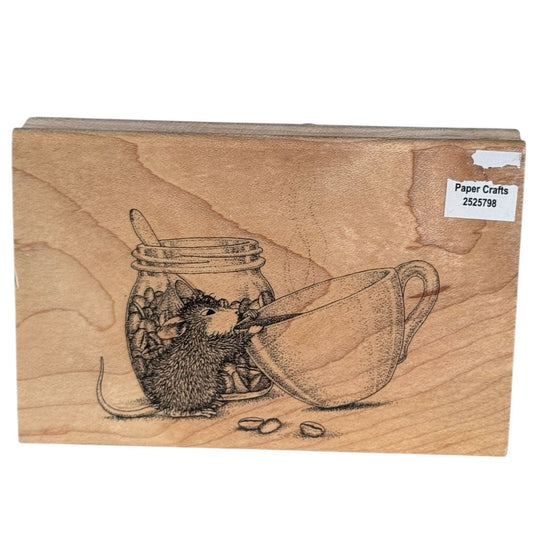 House Mouse Rubber Stamp Brew-Tiful Day Spellbinders Coffee Invitation Drink Cardmaking Caffeine Funny Wood