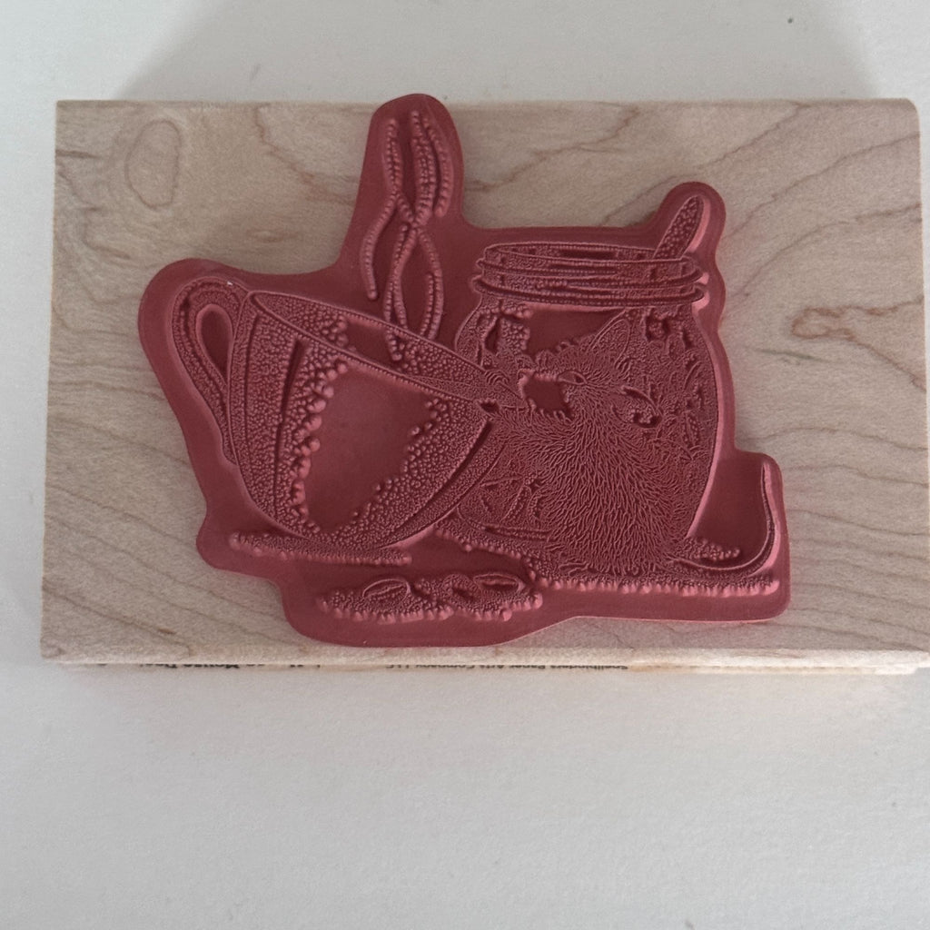 House Mouse Rubber Stamp Brew-Tiful Day Spellbinders Coffee Invitation Drink Cardmaking Caffeine Funny Wood
